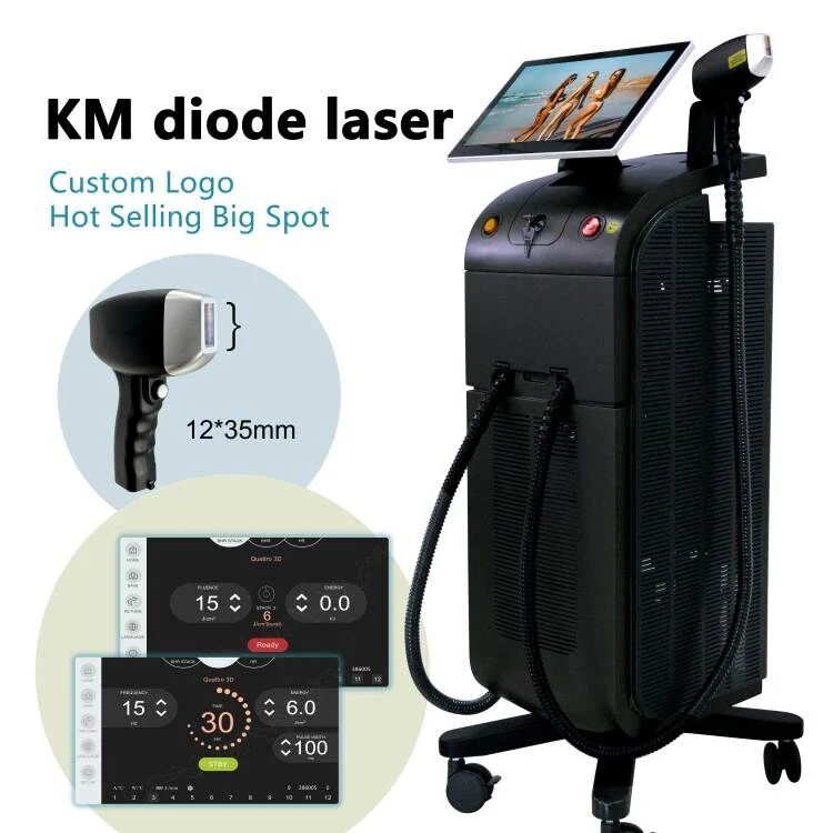 Weifang Km Diode Laser Hair Removal Machine Triple Wavelengths 808 Alex 755 YAG1064nm 3 Waves 20Hz Trio 3D Titanium Ice laser Depilacion Epilator Systems 808nm