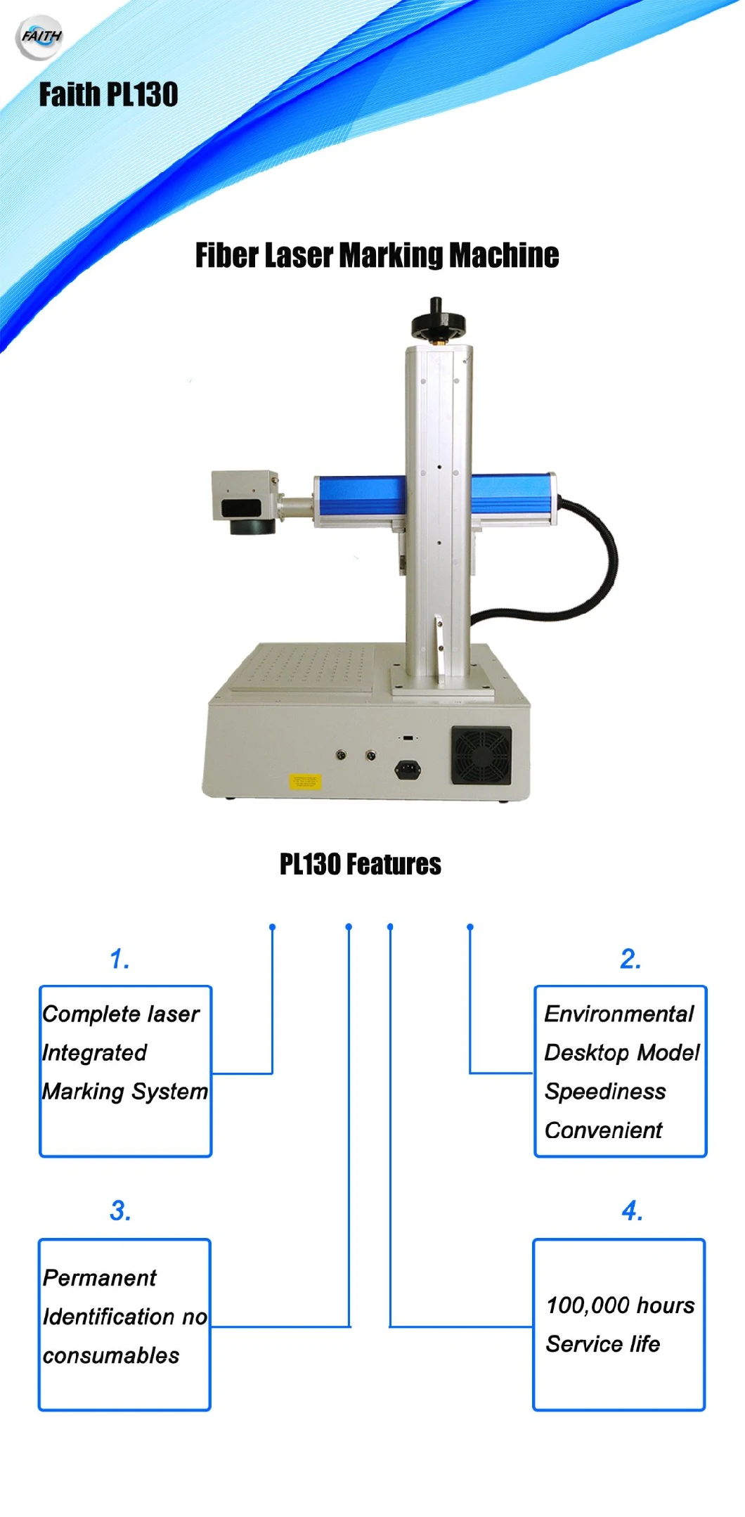 Faith Raycus Metal Steel Mini Portable 3D Rotary CNC Optical Fiber Laser